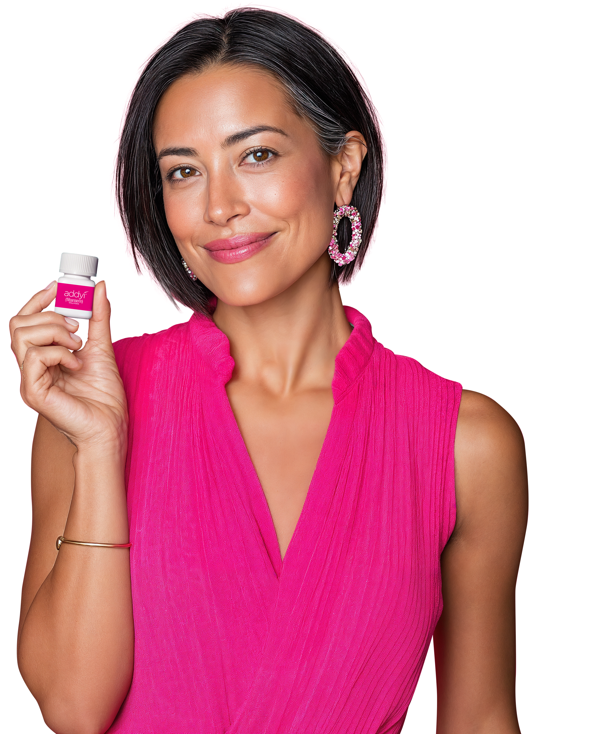 Woman holding Addyi bottle Addyi® (flibanserin)